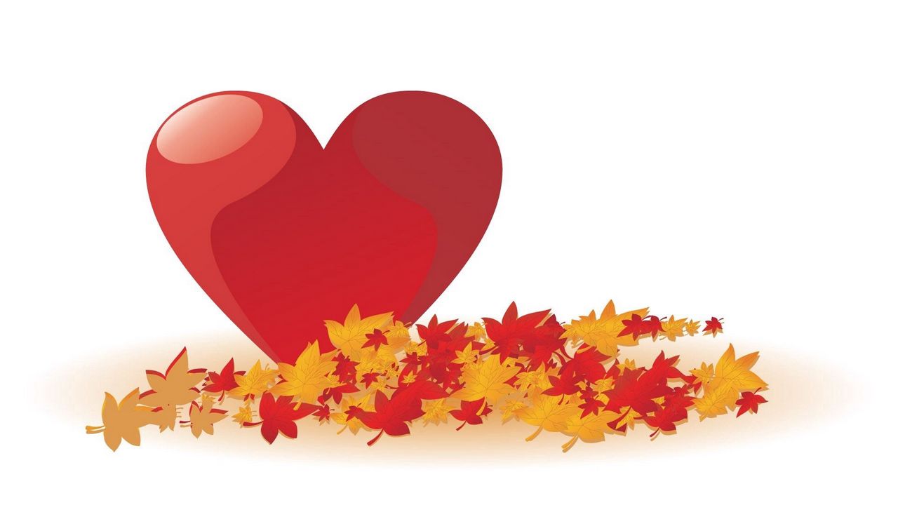 Wallpaper heart, autumn, leaves, love