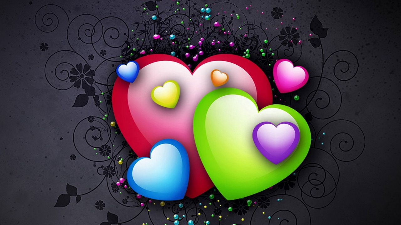 Wallpaper heart, background, colorful, bright
