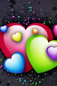 Preview wallpaper heart, background, colorful, bright