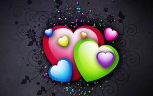 Preview wallpaper heart, background, colorful, bright