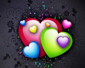 Preview wallpaper heart, background, colorful, bright