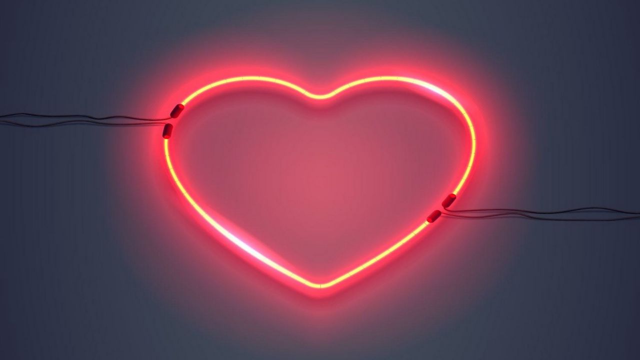Wallpaper heart, backlight, neon
