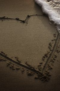 Preview wallpaper heart, beach, sand, water, foam