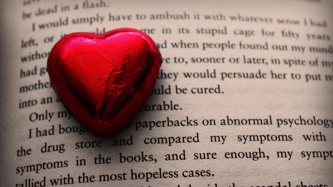 Wallpaper heart, book, leaves, letters