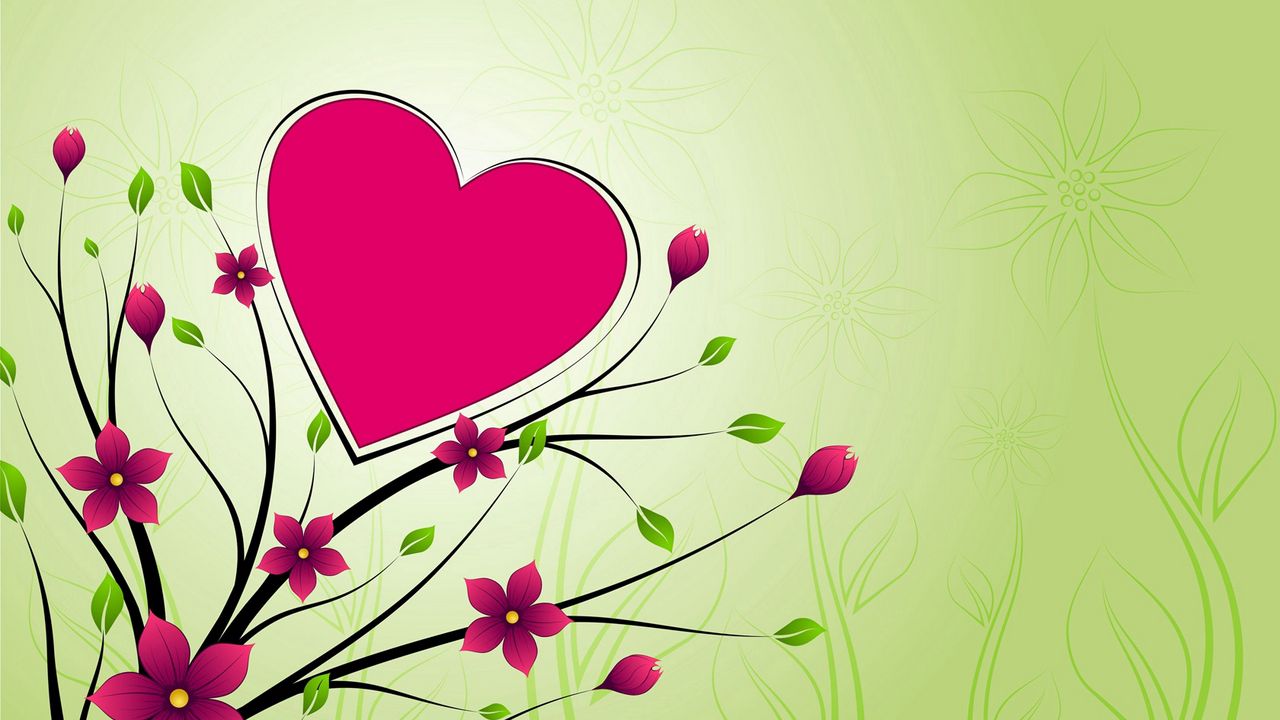 Wallpaper heart, branches, pink, background