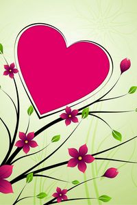 Preview wallpaper heart, branches, pink, background