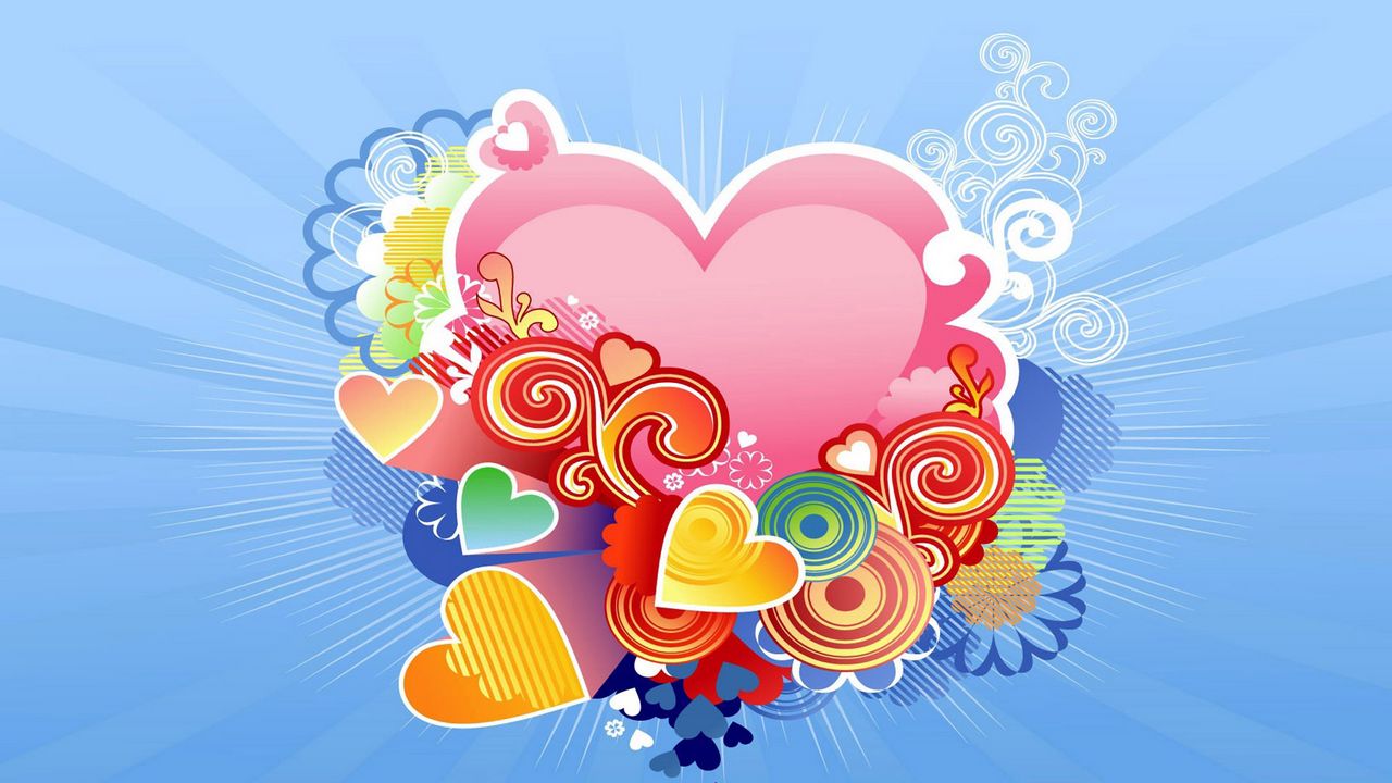 Wallpaper heart, bright, multi-colored