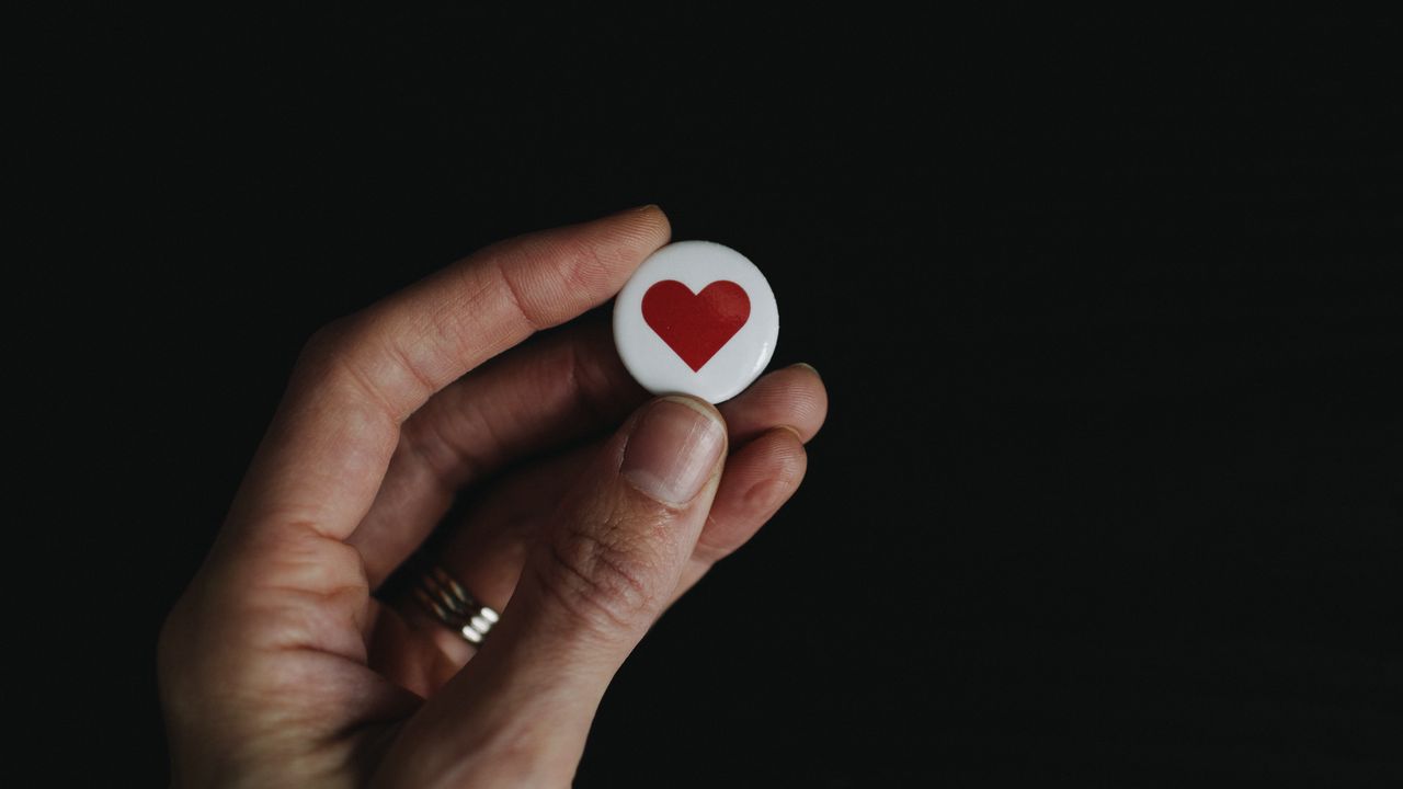 Wallpaper heart, button, hand, love, symbol