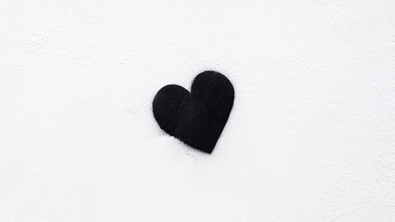 Wallpaper heart, bw, love, black, white, minimalism