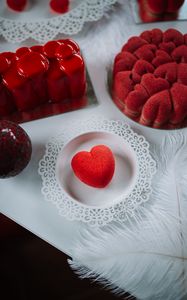 Preview wallpaper heart, cake, desserts, love, red, white