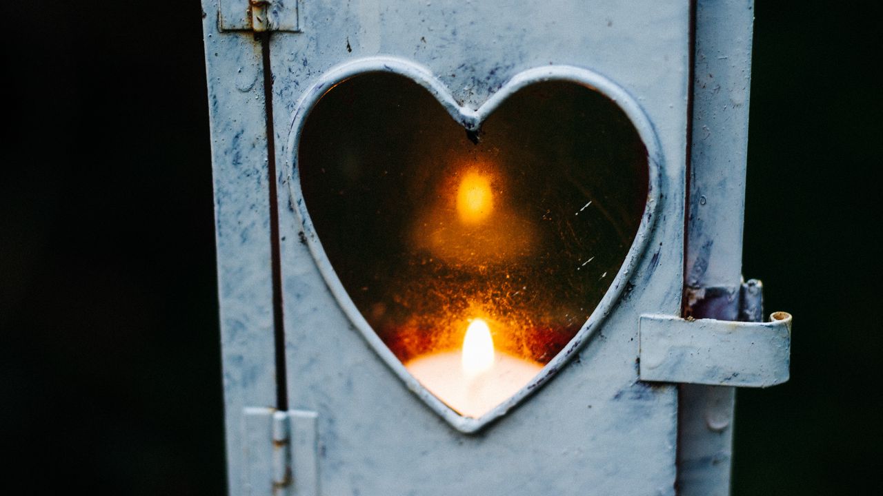 Wallpaper heart, candle, fire