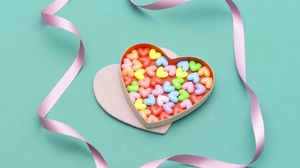 Preview wallpaper heart, candy, colorful, ribbon