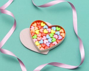 Preview wallpaper heart, candy, colorful, ribbon