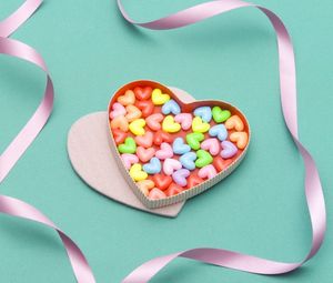 Preview wallpaper heart, candy, colorful, ribbon