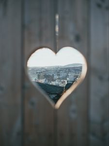 Preview wallpaper heart, city, view, hole