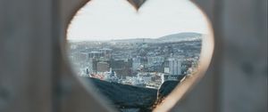 Preview wallpaper heart, city, view, hole