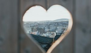 Preview wallpaper heart, city, view, hole