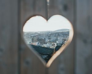 Preview wallpaper heart, city, view, hole