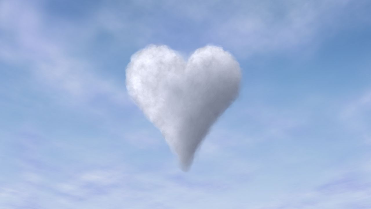 Wallpaper heart, clouds, sky, porous, lightness