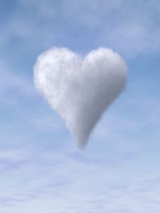 Preview wallpaper heart, clouds, sky, porous, lightness
