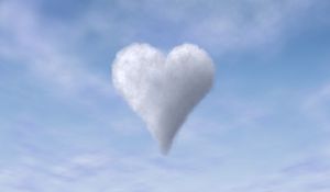 Preview wallpaper heart, clouds, sky, porous, lightness