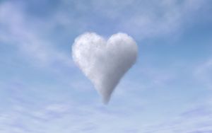 Preview wallpaper heart, clouds, sky, porous, lightness