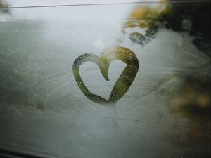Preview wallpaper heart, drawing, love, glass, wet