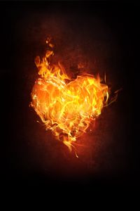 Preview wallpaper heart, fire, flame, dark