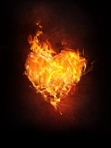 Preview wallpaper heart, fire, flame, dark