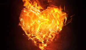 Preview wallpaper heart, fire, flame, dark