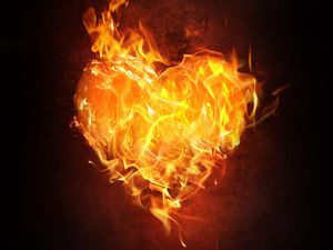 Preview wallpaper heart, fire, flame, dark