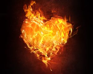 Preview wallpaper heart, fire, flame, dark