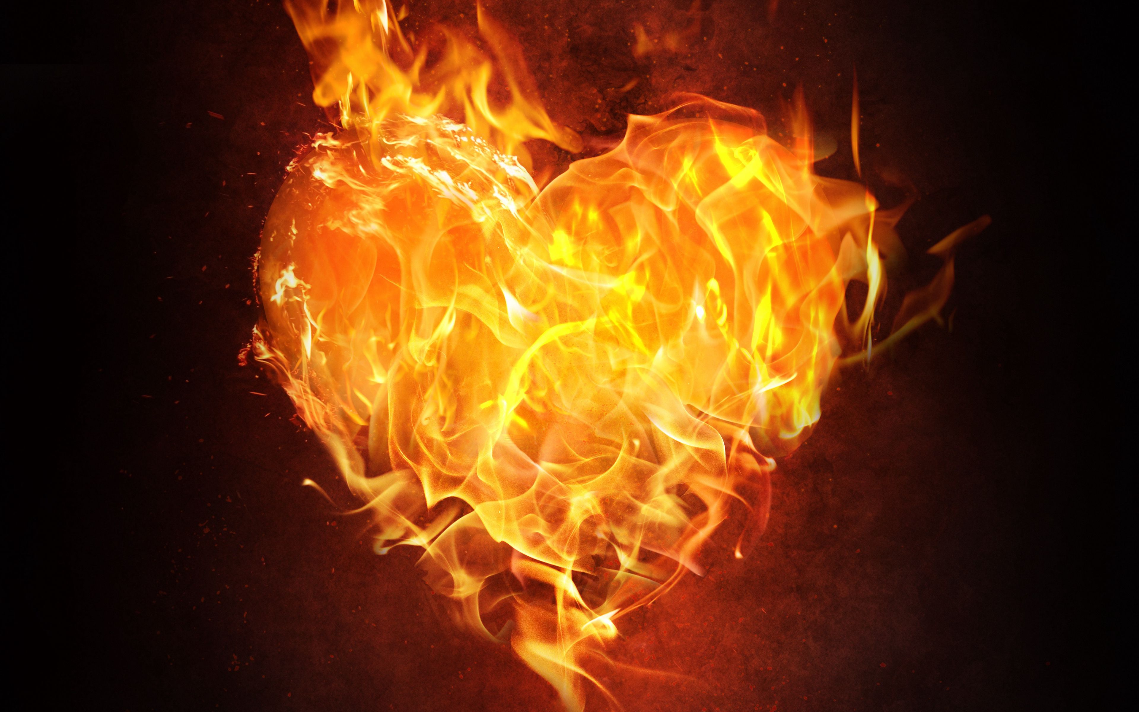 Download Wallpaper 3840x2400 Heart Fire Flame Dark 4k Ultra Hd 1