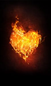 Preview wallpaper heart, fire, flame, love, dark