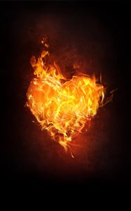 Preview wallpaper heart, fire, flame, love, dark