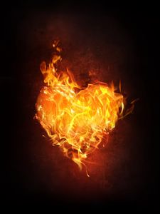 Preview wallpaper heart, fire, flame, love, dark