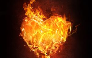 Preview wallpaper heart, fire, flame, love, dark