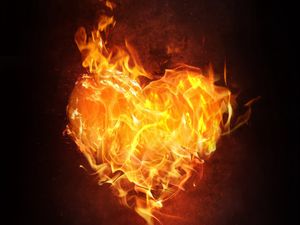 Preview wallpaper heart, fire, flame, love, dark