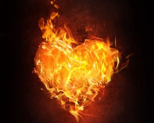 Preview wallpaper heart, fire, flame, love, dark