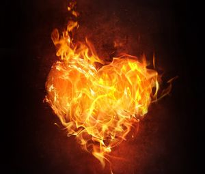 Preview wallpaper heart, fire, flame, love, dark