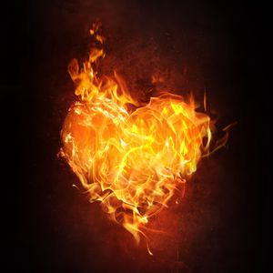 Preview wallpaper heart, fire, flame, love, dark