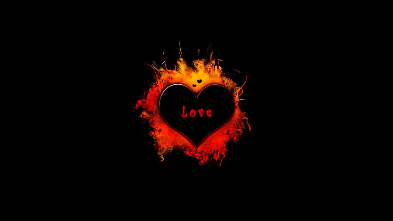 Wallpaper heart, flame, fire, shadow