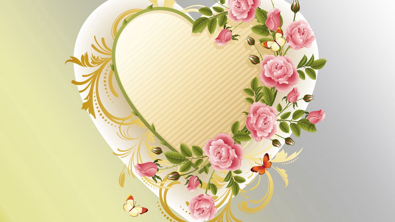 Wallpaper heart, flowers, background, patterns