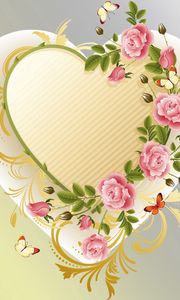 Preview wallpaper heart, flowers, background, patterns