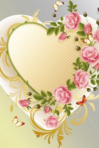 Preview wallpaper heart, flowers, background, patterns