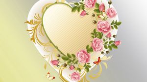 Preview wallpaper heart, flowers, background, patterns