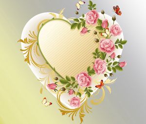 Preview wallpaper heart, flowers, background, patterns