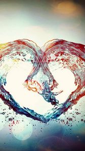 Preview wallpaper heart, glare, spots, water, liquid
