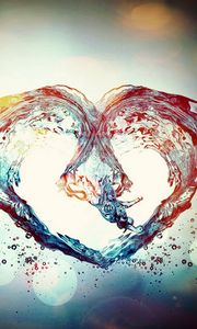 Preview wallpaper heart, glare, spots, water, liquid