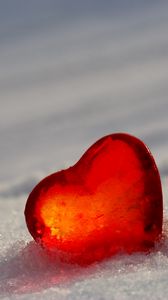 Preview wallpaper heart, glass, ice, red, snow, white